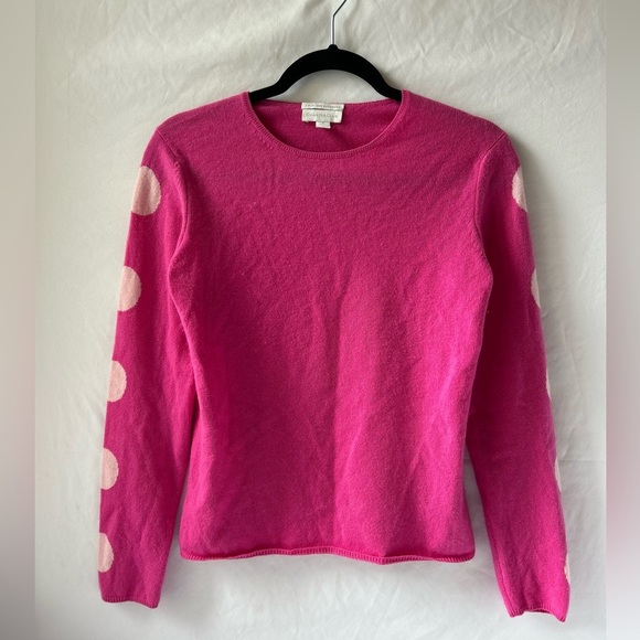 Charter Club 100% Cashmere Women's Sweater Pink Long Sleeve Spots Scoop Neck - Picture 1 of 5